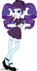 Size: 1024x1945 | Tagged: safe, artist:steampunksalutation, artist:xebck, character:rarity, my little pony:equestria girls, clothing, deerstalker, detective, detective rarity, female, hat, magnifying glass, pipe, sherlock holmes, solo