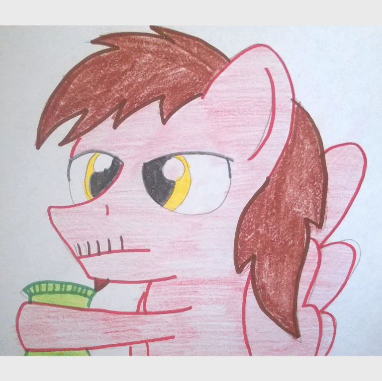 Size: 768x767 | Tagged: safe, artist:toyminator900, oc, oc only, oc:chip, animated, chips, eating, food, potato chips