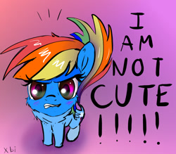 Size: 800x700 | Tagged: safe, artist:xbi, character:rainbow dash, species:pony, blatant lies, cute, dashabetes, female, i'm not cute, looking at you, looking up, solo