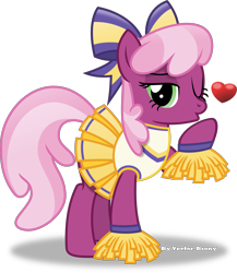 Size: 3005x3460 | Tagged: safe, artist:vector-brony, character:cheerilee, species:earth pony, species:pony, episode:the cart before the ponies, g4, my little pony: friendship is magic, blowing a kiss, bow, cheeribetes, cheerileeder, cheerleader, clothing, cute, female, hair bow, heart, looking at you, mare, one eye closed, pleated skirt, pom pom, simple background, skirt, solo, transparent background, vector, wink