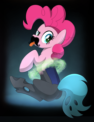 Size: 1178x1525 | Tagged: safe, artist:drawponies, character:pinkie pie, oc, oc:shifter, species:changeling, cute, glow, male, solo