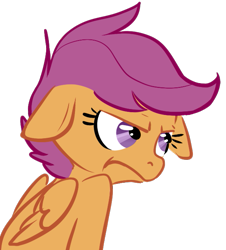 Size: 573x635 | Tagged: safe, artist:php27, character:scootaloo, species:pegasus, species:pony, female, filly, floppy ears, frown, sitting, solo