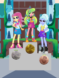 Size: 940x1252 | Tagged: safe, artist:amante56, artist:mixiepie, artist:themexicanpunisher, character:lemon zest, character:sour sweet, character:sugarcoat, equestria girls:friendship games, g4, my little pony: equestria girls, my little pony:equestria girls, alternate costumes, bronze, bronze medal, ceremony, clothing, crystal prep academy, gold, gold medal, olympics, rio 2016, silver, silver medal