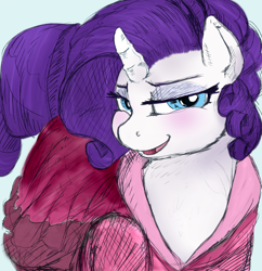 Size: 1200x1242 | Tagged: safe, artist:kiedough, artist:sirmasterdufel, edit, character:rarity, bedroom eyes, chubby, clothing, color edit, colored, dress, female, seductive, solo