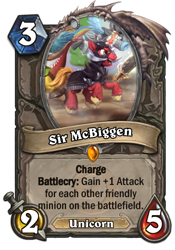 Size: 400x573 | Tagged: safe, artist:assasinmonkey, character:big mcintosh, species:pony, species:unicorn, episode:dungeons & discords, card, crossover, hearthstone, legendary, race swap, sir mcbiggen, trading card, trading card game, unicorn big mac