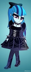 Size: 1040x2416 | Tagged: safe, artist:cbear624, character:sonata dusk, my little pony:equestria girls, breasts, choker, cleavage, clothing, dress, female, goth, gothic lolita, looking at you, solo, spiked choker