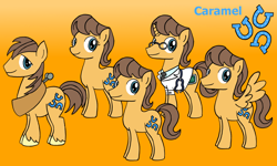 Size: 850x509 | Tagged: safe, artist:nekocrispy, character:caramel, character:doctor horse, character:doctor stable, character:toffee, species:pegasus, species:pony, species:unicorn, ask, caramel is awesome, chance-a-lot, clothing, comparison, creme brulee, female, glasses, logic, male, mare, rule 63, similarities, smiling, stallion, tumblr, unshorn fetlocks