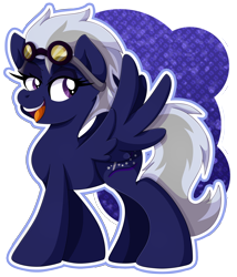 Size: 1296x1512 | Tagged: safe, artist:pearlyiridescence, oc, oc only, oc:stardust blue, species:pegasus, species:pony, goggles, not night glider, shadowbolts, wings