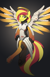 Size: 3375x5175 | Tagged: safe, artist:drawponies, oc, oc only, species:pegasus, species:pony, absurd resolution, crossover, mercy, misleading thumbnail, not sunset shimmer, overwatch, solo