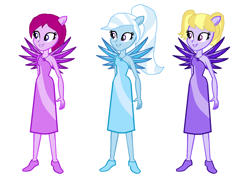 Size: 1672x1224 | Tagged: safe, artist:themexicanpunisher, character:fuchsia blush, character:lavender lace, character:trixie, equestria girls:legend of everfree, g4, my little pony: equestria girls, my little pony:equestria girls, crystal guardian, crystal wings, female, ponied up, trixie and the illusions