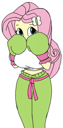 Size: 445x906 | Tagged: safe, artist:toyminator900, character:fluttershy, my little pony:equestria girls, boxing, boxing gloves, breasts, busty fluttershy, female, martial arts, solo