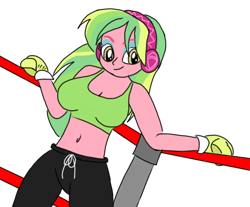 Size: 720x595 | Tagged: safe, artist:toyminator900, character:lemon zest, equestria girls:friendship games, g4, my little pony: equestria girls, my little pony:equestria girls, belly button, boxing gloves, breasts, busty lemon zest, cleavage, clothing, female, midriff, simple background, solo, sports bra, transparent background