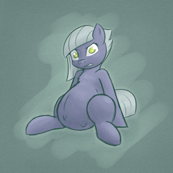 Size: 2000x2000 | Tagged: safe, artist:funble, character:limestone pie, belly, belly button, female, kicking, looking at you, pregnant, sitting, solo