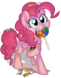 Size: 778x1000 | Tagged: dead source, safe, artist:php27, character:pinkie pie, adorkable, candy, cute, diapinkes, dork, drool, female, food, lollipop, looking at you, messy mane, mouth hold, solo, sweets