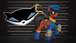 Size: 1920x1080 | Tagged: safe, artist:drawponies, oc, oc only, oc:toonkriticy2k, crossover, red and black oc, sly cooper, solo
