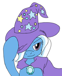 Size: 720x879 | Tagged: safe, artist:toyminator900, character:trixie, species:pony, species:unicorn, female, gem, mare, simple background, smug, solo, transparent background, trixie's cape, trixie's hat