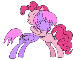 Size: 720x592 | Tagged: safe, artist:toyminator900, character:pinkie pie, oc, oc:melody notes, species:earth pony, species:pegasus, species:pony, cute, diapinkes, duo, eyes closed, hug, ocbetes, simple background, smiling, transparent background
