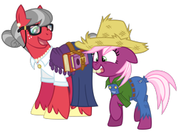 Size: 4000x3000 | Tagged: safe, artist:cheezedoodle96, character:big mcintosh, character:cheerilee, species:earth pony, species:pony, ship:cheerimac, .svg available, alternate hairstyle, book, bucktooth, clothing, costume, crossdressing, dress, ear piercing, earring, fake teeth, farmer, female, glasses, halloween, hat, jewelry, male, mare, mole, necklace, nightmare night, nightmare night costume, overalls, piercing, redneck, role reversal, scrunchy face, shipping, shirt, simple background, stallion, straight, straw hat, suspenders, svg, teacher, transparent background, vector