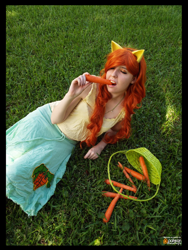 Size: 3456x4608 | Tagged: safe, artist:krazykari, character:carrot top, character:golden harvest, species:human, basket, carrot, clothing, cosplay, costume, cute, cutie top, food, irl, irl human, photo, shirt, skirt, solo