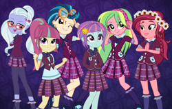 Size: 2048x1302 | Tagged: safe, artist:limedazzle, artist:mixiepie, artist:themexicanpunisher, artist:xebck, character:gloriosa daisy, character:indigo zap, character:lemon zest, character:sour sweet, character:sugarcoat, character:sunny flare, equestria girls:friendship games, g4, my little pony: equestria girls, my little pony:equestria girls, clothing, pleated skirt, school uniform, shadow six, skirt