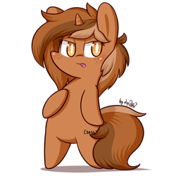 Size: 1024x1024 | Tagged: safe, artist:dsp2003, oc, oc only, oc:sign, species:pony, species:unicorn, chibi, female, open mouth, sassy, simple background, solo, style emulation, transparent background