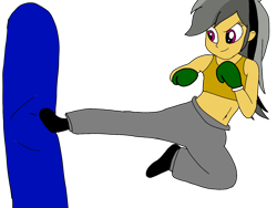 Size: 1600x1200 | Tagged: safe, artist:toyminator900, character:daring do, my little pony:equestria girls, belly button, boxing, boxing gloves, clothing, equestria girls-ified, female, kicking, midriff, simple background, solo, sports bra, transparent background