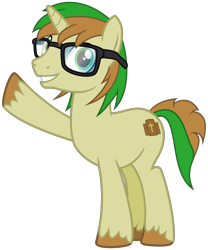 Size: 2500x3000 | Tagged: safe, artist:cheezedoodle96, derpibooru original, oc, oc only, oc:zeb, species:pony, species:unicorn, derpibooru community collaboration, .svg available, 2017 community collab, glasses, grin, looking at you, male, simple background, smiling, solo, stallion, svg, transparent background, unshorn fetlocks, vector, waving