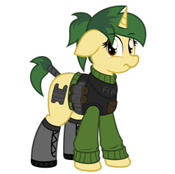 Size: 806x798 | Tagged: safe, artist:coatieyay, oc, oc only, oc:flack, boots, clothing, cutie mark, freckles, ponytail, simple background, solo, sweater, tail wrap, transparent background, turtleneck, vector