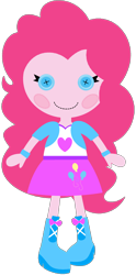 Size: 1024x2068 | Tagged: safe, artist:ra1nb0wk1tty, character:pinkie pie, my little pony:equestria girls, chibi, clothing, crossover, cute, diapinkes, doll, female, lalaloopsy, simple background, skirt, solo, toy, transparent background