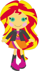 Size: 1024x1886 | Tagged: dead source, safe, artist:ra1nb0wk1tty, character:sunset shimmer, my little pony:equestria girls, cute, doll, female, lalaloopsy, shimmerbetes, simple background, solo, toy, transparent background