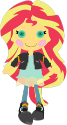 Size: 1024x1892 | Tagged: dead source, safe, alternate version, artist:ra1nb0wk1tty, character:sunset shimmer, my little pony:equestria girls, crossover, cute, doll, female, lalaloopsy, shimmerbetes, simple background, solo, toy, transparent background
