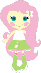 Size: 1024x1816 | Tagged: safe, artist:ra1nb0wk1tty, character:fluttershy, my little pony:equestria girls, clothing, crossover, cute, doll, female, lalaloopsy, shyabetes, simple background, skirt, solo, tank top, toy, transparent background
