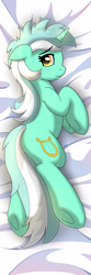 Size: 5906x17717 | Tagged: safe, artist:drawponies, character:lyra heartstrings, species:pony, absurd resolution, body pillow, body pillow design, female, floppy ears, looking at you, looking back, lying down, prone, smiling, solo, sploot, underhoof