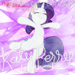 Size: 800x800 | Tagged: safe, artist:joey darkmeat, artist:penguinsn1fan, artist:tim015, character:rarity, album, album cover, cover, dancing, female, katy perry, parody, solo, song reference, teenage dream