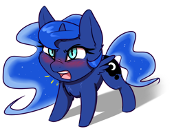 Size: 2100x1600 | Tagged: safe, artist:captainpudgemuffin, edit, character:princess luna, species:pony, angry, blushing, chest fluff, chibi, cute, female, fluffy, frown, lunabetes, solo, tsundere, tsunderuna, yelling