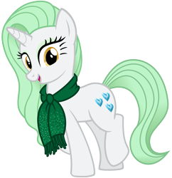 Size: 2900x3000 | Tagged: safe, artist:cheezedoodle96, character:charity sweetmint, species:pony, my little pony chapter books, rarity and the curious case of charity, .svg available, artist interpretation, clothing, female, looking at you, mare, raised hoof, scarf, simple background, smiling, solo, svg, transparent background, vector
