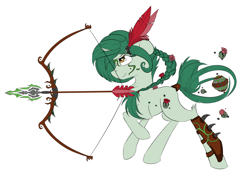 Size: 1998x1406 | Tagged: safe, artist:beardie, oc, oc only, oc:flora, archer, arrow, bow (weapon), bow and arrow, simple background, solo, weapon, white background