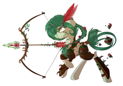 Size: 1998x1406 | Tagged: safe, artist:beardie, oc, oc only, oc:flora, archer, arrow, bow (weapon), bow and arrow, simple background, solo, weapon, white background