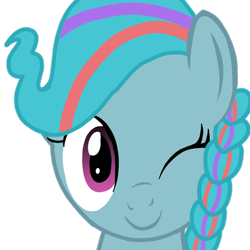 Size: 1000x1000 | Tagged: safe, artist:toyminator900, oc, oc only, oc:gadget apparatus, species:pegasus, species:pony, braid, bust, looking at you, one eye closed, portrait, simple background, smiling, solo, transparent background, wink