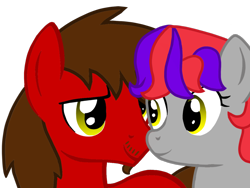 Size: 1600x1200 | Tagged: safe, artist:toyminator900, oc, oc only, oc:chip, oc:dee valerie, species:earth pony, species:pegasus, species:pony, male, oc x oc, shipping, simple background, straight, transparent background