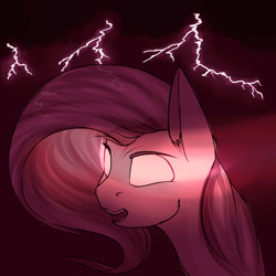 Size: 2000x2000 | Tagged: safe, artist:chapaevv, character:fluttershy, angry, female, lightning, rage, solo, storm