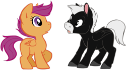 Size: 923x517 | Tagged: safe, artist:php27, character:scootaloo, species:pegasus, species:pony, crossover, disney, duo, fantasia, female, filly, looking at each other, pastoral symphony, simple background, transparent background