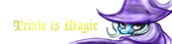 Size: 1080x280 | Tagged: safe, artist:fauxsquared, character:trixie, species:pony, species:unicorn, cape, clothing, female, hat, simple background, solo, text, trixie is magic, trixie's cape, trixie's hat, white background