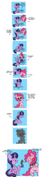 Size: 2400x9600 | Tagged: safe, artist:fauxsquared, character:fluttershy, character:pinkie pie, character:rarity, character:spike, character:trixie, character:twilight sparkle, character:twilight sparkle (alicorn), species:alicorn, species:dragon, species:pony, absurd resolution, angry, bait and switch, error, statue, wrong name