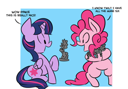 Size: 1280x890 | Tagged: safe, artist:fauxsquared, character:fluttershy, character:pinkie pie, character:rarity, character:spike, character:twilight sparkle, character:twilight sparkle (alicorn), species:alicorn, species:dragon, species:pony, bait and switch, statue