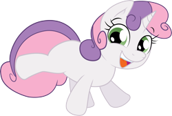 Size: 4009x2700 | Tagged: safe, artist:illumnious, artist:joey darkmeat, character:sweetie belle, .ai available, absurd resolution, blank flank, chubby, cute, female, simple background, smiling, solo, transparent background, vector