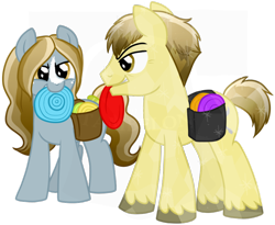 Size: 800x657 | Tagged: safe, artist:tambelon, oc, oc only, oc:bedtime story, ponysona, species:crystal pony, species:pony, father and daughter, female, frisbee, male, mare, stallion