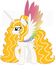 Size: 800x943 | Tagged: safe, artist:tambelon, oc, oc only, oc:iridia, species:alicorn, species:pony, alicorn oc, colored wings, colored wingtips, female, goddess, mare, multicolored wings, simple background, solo, transparent background
