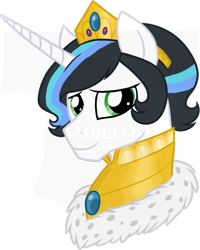 Size: 593x741 | Tagged: safe, artist:tambelon, oc, oc only, oc:prince eclipse, parent:good king sombra, parent:king sombra, parent:princess celestia, parents:celestibra, species:pony, species:unicorn, bust, jewelry, male, offspring, royalty, simple background, solo, stallion, tiara, transparent background, watermark
