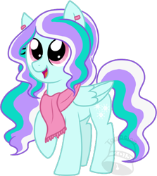 Size: 536x600 | Tagged: safe, artist:tambelon, oc, oc only, oc:frosty flurry, species:pegasus, species:pony, clothing, female, mare, piercing, scarf, solo